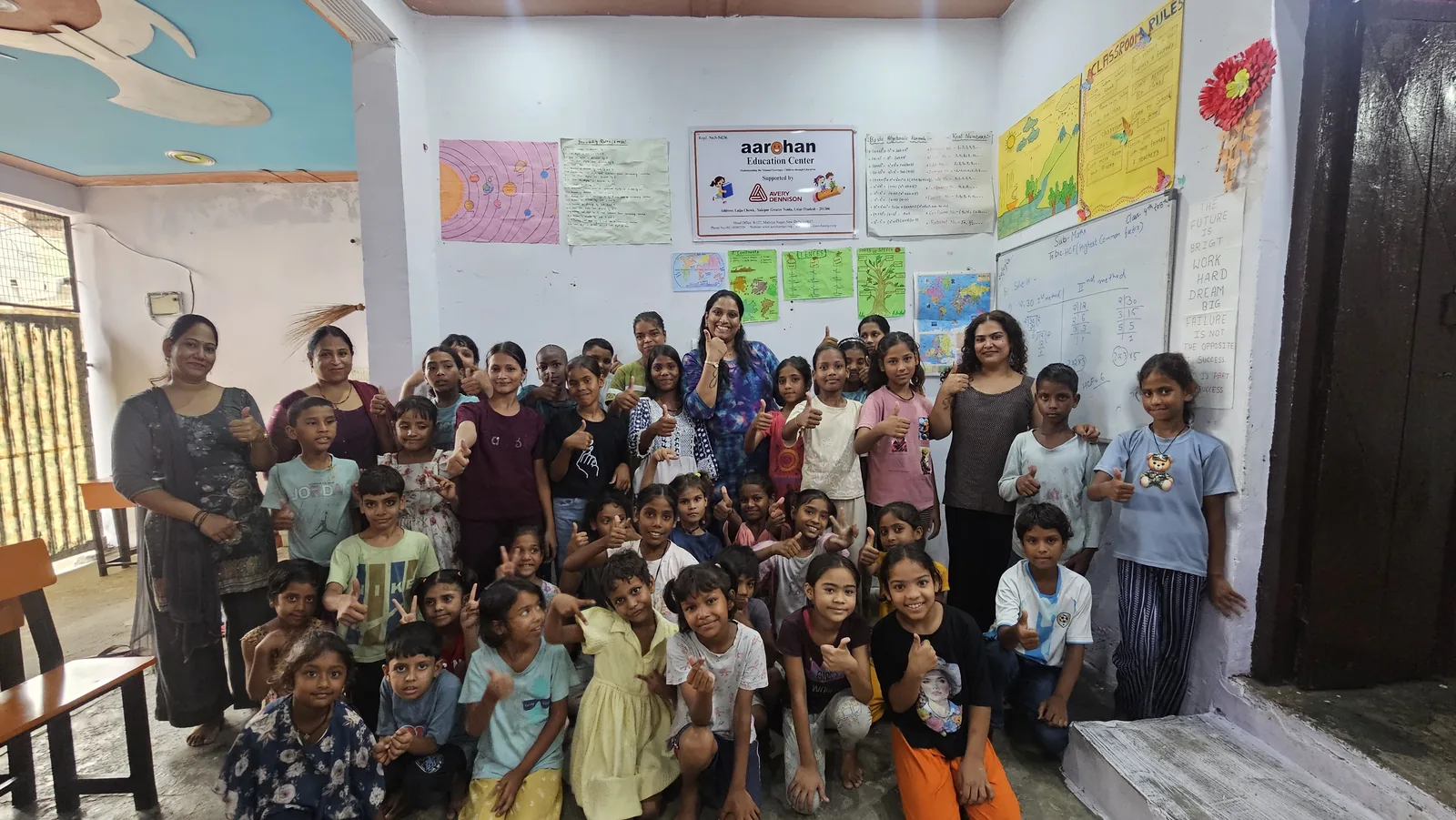 Children and teachers at the Aarohan Education Center during a SIFF visit