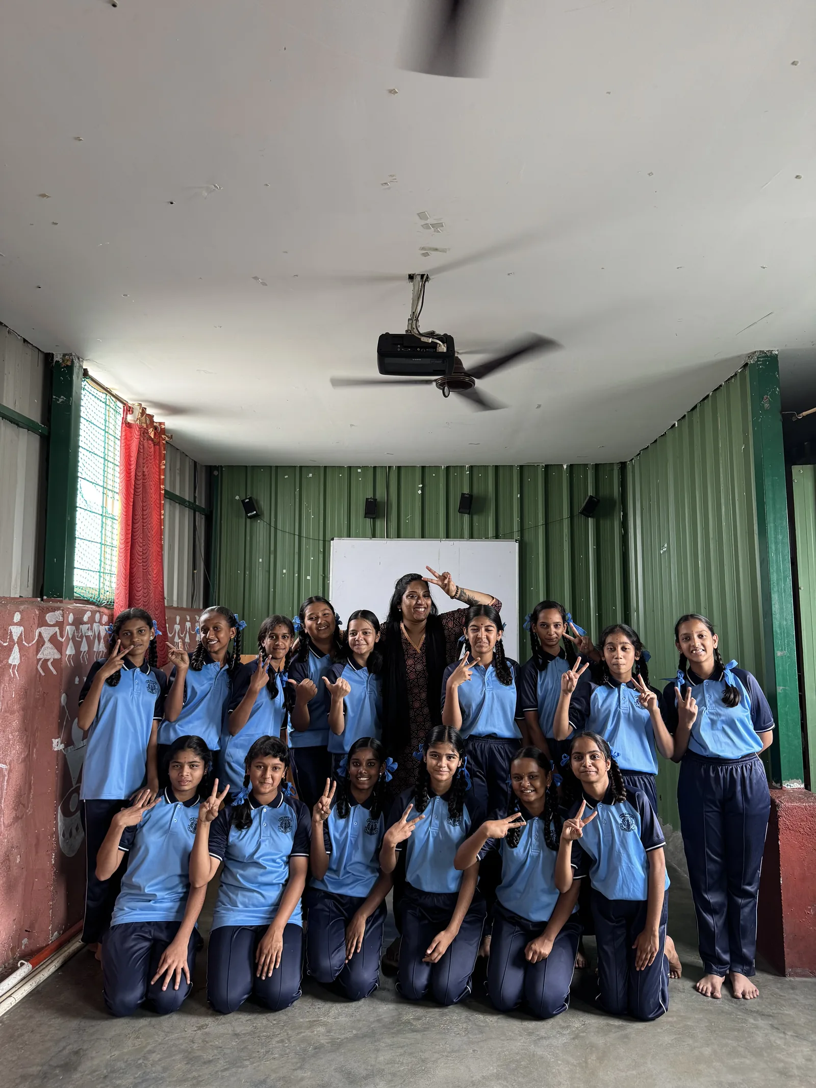 School students with a SIFF facilitator after a music and dance session
