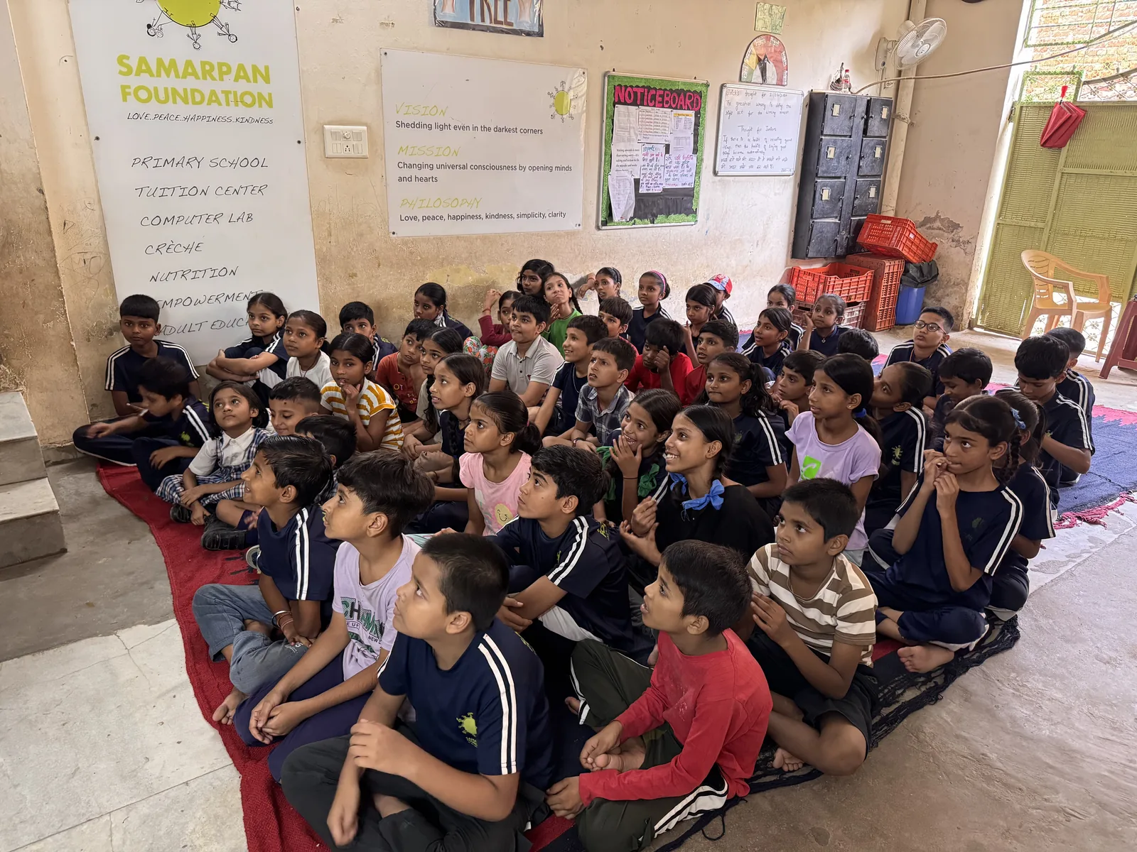 Children at the Samarpan Foundation centre watching a Young Artiste session