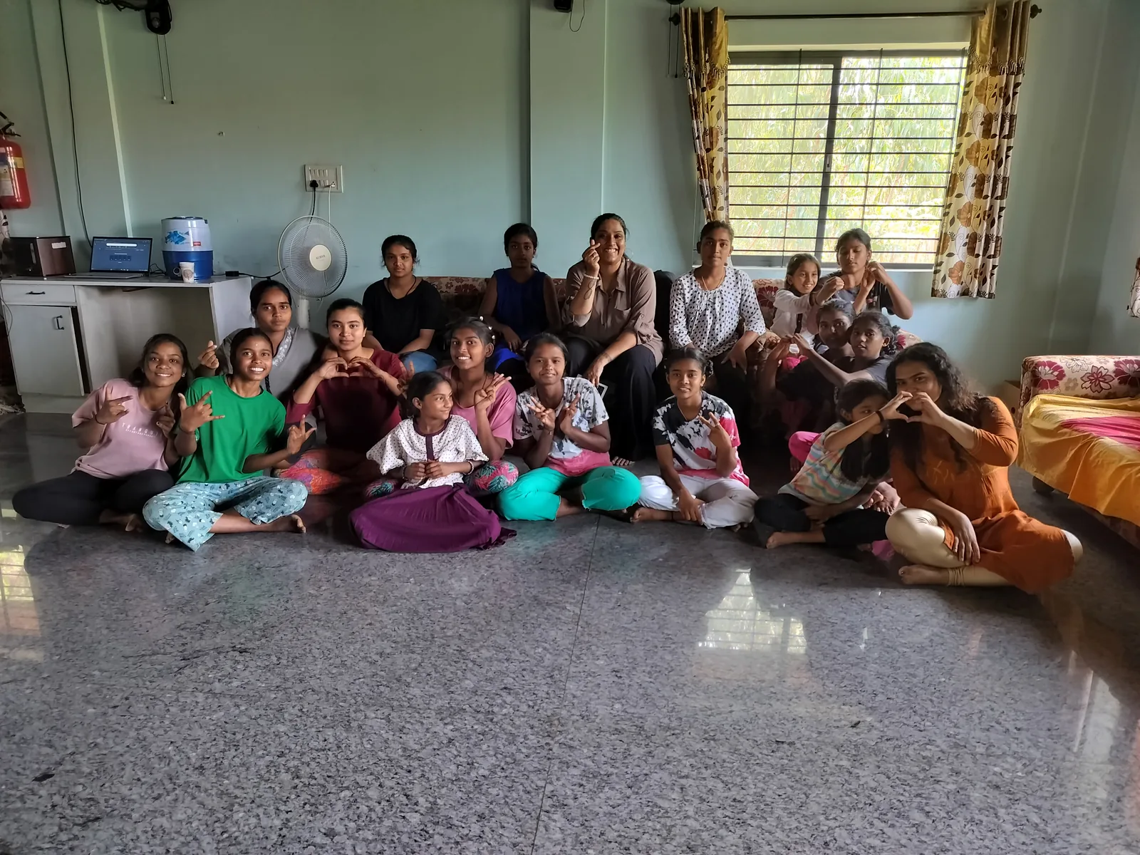 Girls at Baale Mane gathered for a SIFF music and dance session